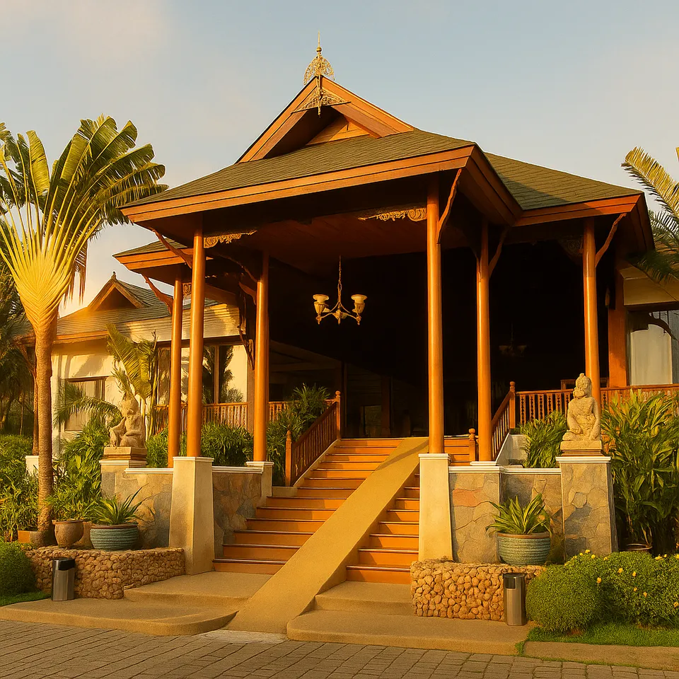 Real project: turned round columns and lobby woodwork at Banana Fan Sea Resort, Koh Samui